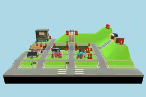 Town Map map, city, ground, town, build, cartoon, structure